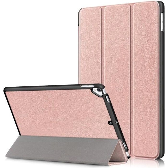 Coque iPad 10.2 (A2200, A2198, A2232) Housse Slim & Léger PU Cuir avec Support Auto Réveil/Sommeil Antichoc Étui, Or rose