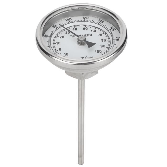Thermomètre Bimétallique WSS-303 Acier Inox - Plage 0-300°C, Filetage 1/4 PT, Sonde 100 Mm - Pour Tuyauterie Industrielle