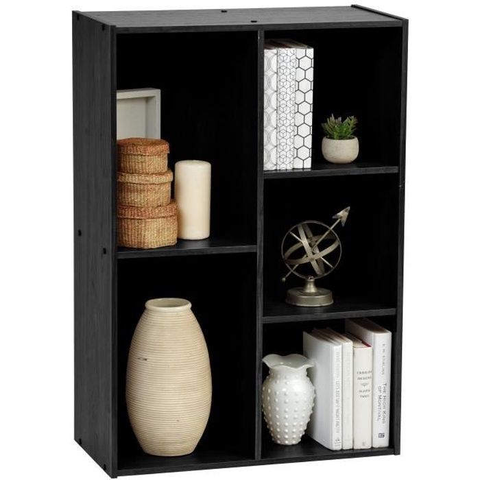 Iris Ohyama Bibliothèque Étagère à 5 Compartiments Meuble à livres - CX-23C - Chêne Noir - L29 x P60 x H87.9 cm Iris Ohyama Bibliothèque Étagère à 5 Compartiments Meuble à livres - CX-23C - Chêne Noir - L29 x P60 x H87.9 cm