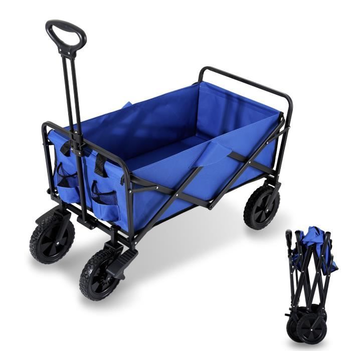 Izrielar Chariot de jardin Chariot de transport pliable Charrette à bras Remorque de transport Bleu CHARIOT DE MARCHE