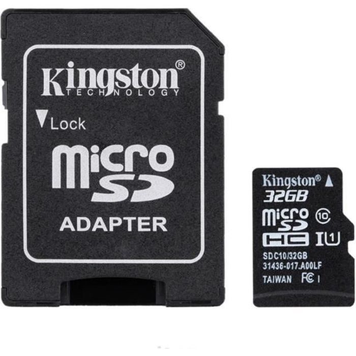 Carte Memoire Kingston Micro SD 32Go SDXC + 1 adaptateur