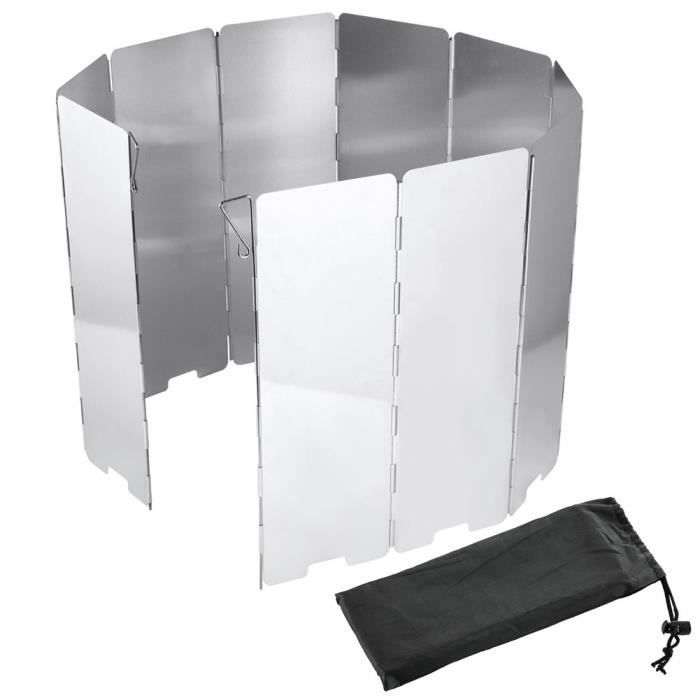 Pare-vent Pliable Adiwo 16 Panneaux – Alu Oxydé, 126x24cm, Léger 395g, Avec Sac, Pour Réchaud Camping, Pique-nique, Barbecue