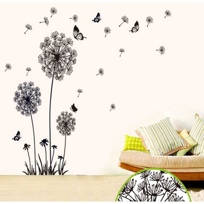 Autocollant Mural Déco Pissenlits - Vinyle Adhésif - Pour Surfaces Lisses (vitre, Carrosserie, Mur)