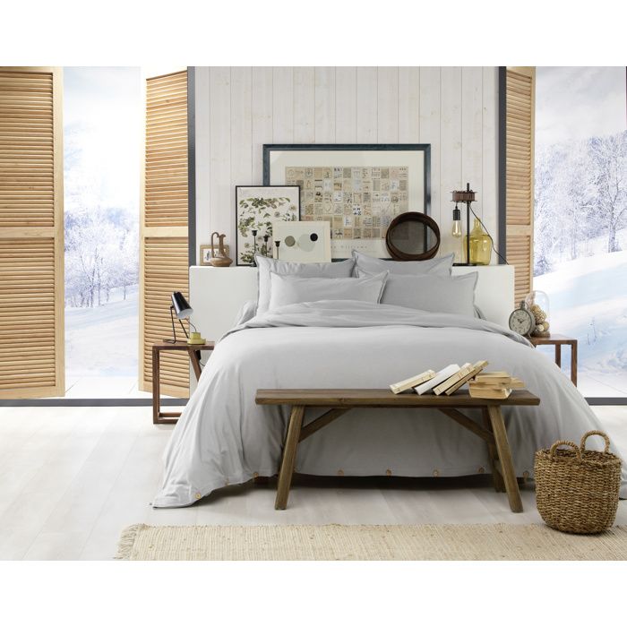 Pack Housse de couette chaude en flanelle 240 x 220 cm + drap housse 140x190 Candice Gris