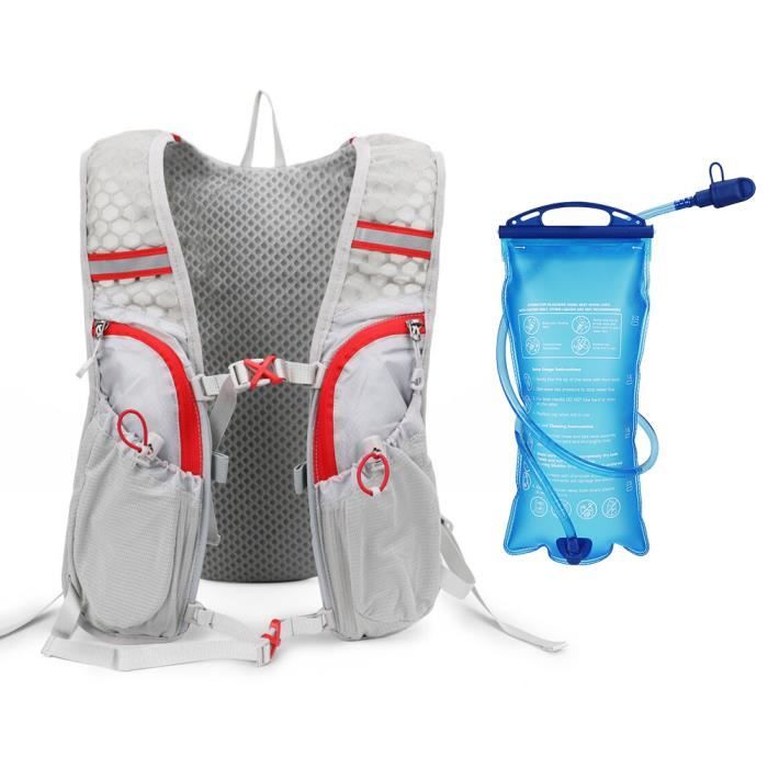 Sac D'hydratation SEMSTY 5L Blanc Avec Poche à Eau 1,5L Pour Running