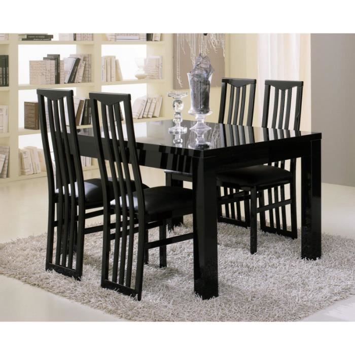 table de salle à manger rectangulaire moderne laquée cristal noir  table 160 cm   able 160 cm