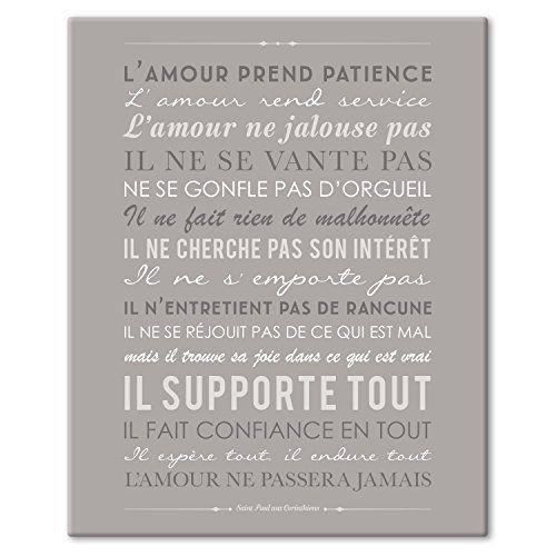 Mes Mots Deco L Amour Prend Patience Saint Paul Aux Corinthiens Tableau Toile Ardoise Or 33 X 2 X 41 Cm Cv Stp 6f 003 Achat Vente Tableau Toile Cdiscount