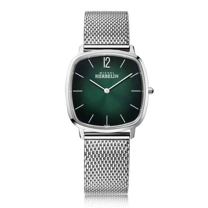 Bracelet acier homme - MICHEL HERBELIN - Montre Michel Herbelin City cadran  vert carré maille milanaise - Couleur de la Mouvement à Quartz, -  Achat/vente montre - Cdiscount