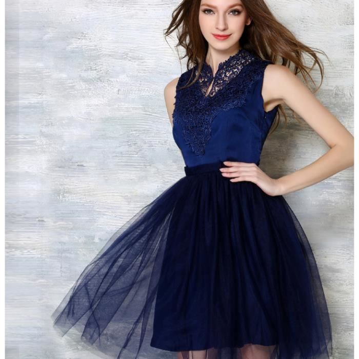 Robe De Soiree Robe De Cocktail Robe Dentelle Courte Sans Manches