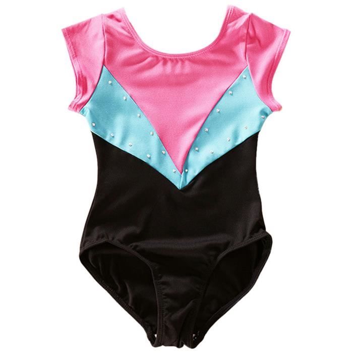 Aquarti Justaucorps de Gymnastique à Manches Courtes Femme Danse Classique Leotard