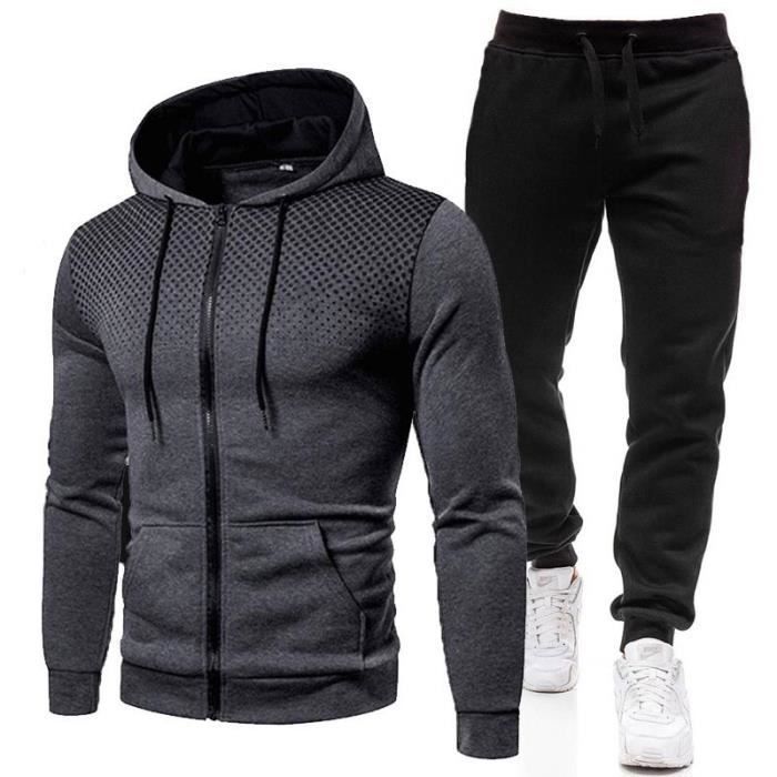 Tenue Sport Homme Decontracte Hooded Survetement Pas Cher Ensemble Jogging Homme Sport Chic Zippee Avec Capuche Pantalon Gris Gris Cdiscount Pret a Porter
