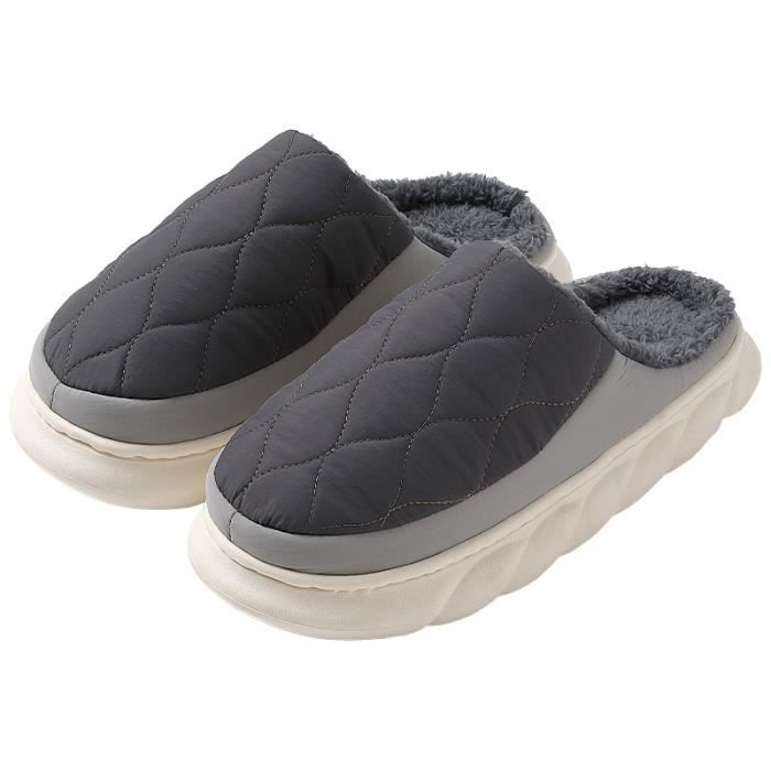 Chaussons Homme D'hiver Doublés Polaire - Semelle Caoutchouc Antidérapante, Mousse Mémoire De Forme - Tailles 40 à 49
