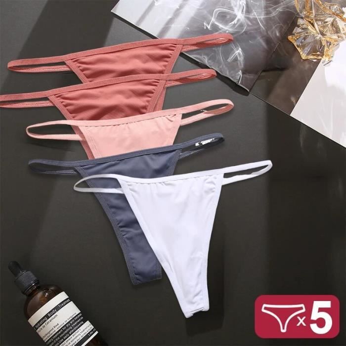 Culotte - slip,FINETOO-String sexy taille basse pour femme,5 pièces ...