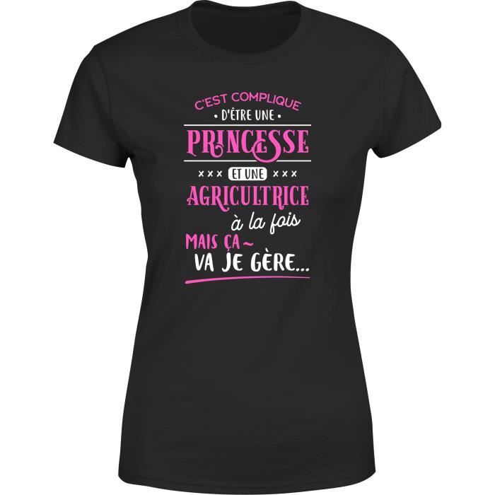 tee shirt femme humour | Cadeau imprimé en France | 100% coton, 185gr | princesse et agricultrice