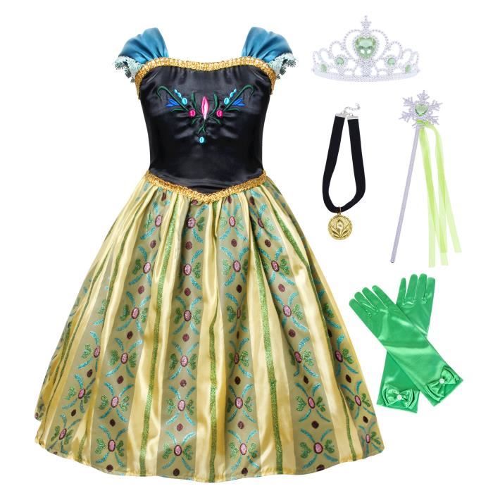 Robe Anna Princesse Frozen Dress Up - JUREBECIA - Bleu - Tissu doux et respirant - Cdiscount 