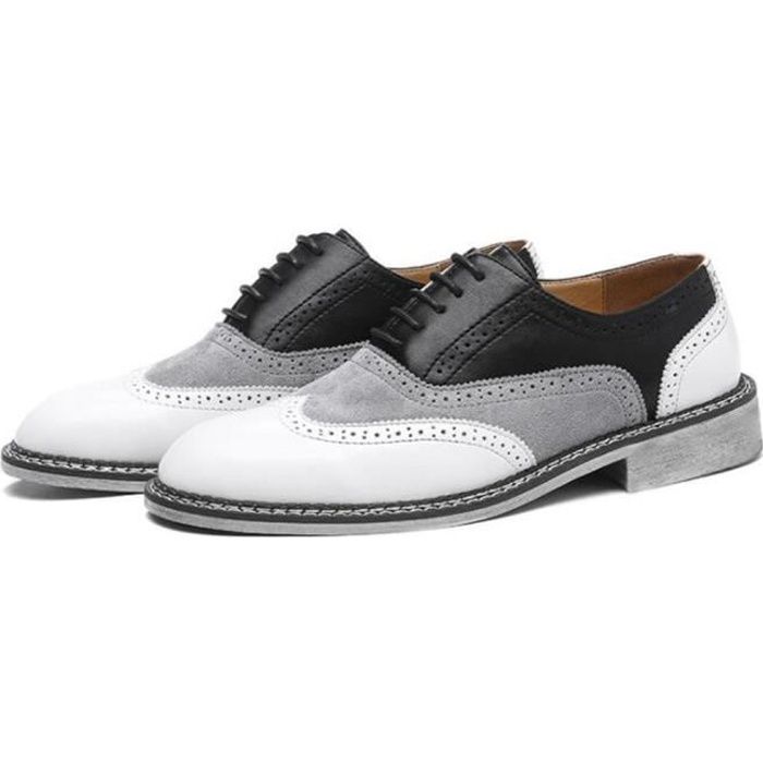 Richelieu en cuir blanc pour homme Chaussures de ville lacets