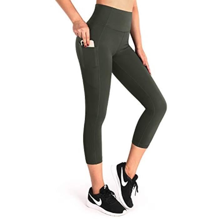 Keolorn Pantalon Yoga Bootcut Taille Haute Avec Poches – Legging Bootleg Femme Sport & Quotidien