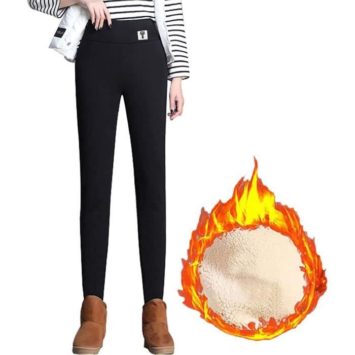 Pantalon Épais Pour Femme Hiver Chaud Thermique Polaire Doublé Pantalon F