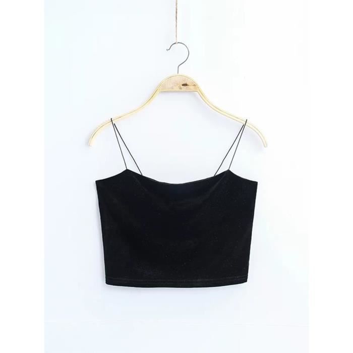 Débardeur / Crop Top Brillant Effet Cuir Verni - Femme - Sans Manches - Neuf Sans étiquettes