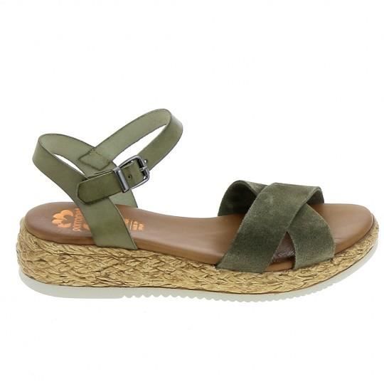 Sandales PORRONET Enea Kaki Femme Adulte Vert Vert