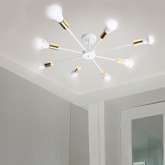 Lustre Plafonnier Vintage Luminaire Industrielle Cuisine Salon Blanc 8 Heads E27 Sans Ampoule Achat Vente Plafonnier Cdiscount
