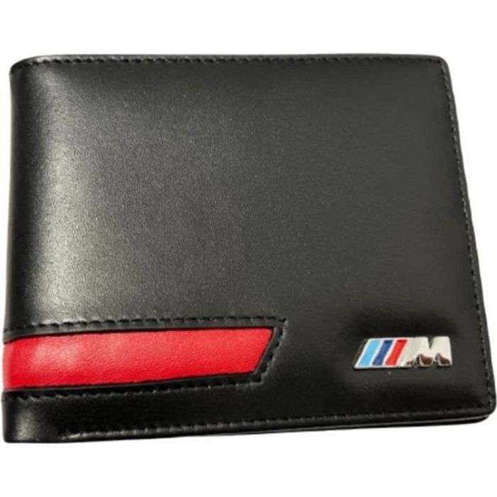 Portefeuille bmw M performance cuir noir et rouge insigne logo badge -  Cdiscount Bagagerie - Maroquinerie