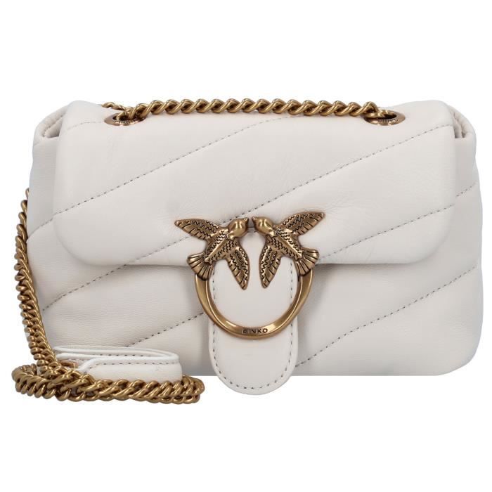 Sac à bandoulière PINKO Love Baby blanc en cuir - Bride à bouton - Femme