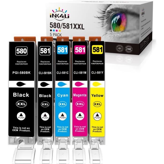 Lot De 4 Cartouches D'encre Photo Bleue Compatible Canon CLI-581PB - Capacité 12ml, Non-OEM, Marque Go Inks