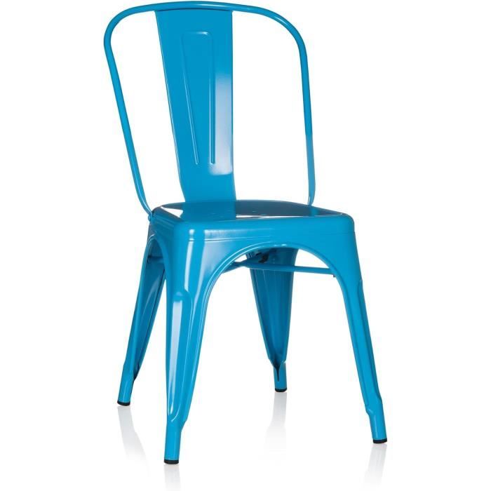 645024 chaise bistrot vantaggio comfort métal bleu clair, chaise au style industriel, empilable[j840]