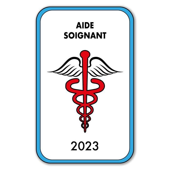 Autocollant Sticker - Vignette Caducée 2023 pour Pare Brise en Vitrophanie - V4 Aide Soignant