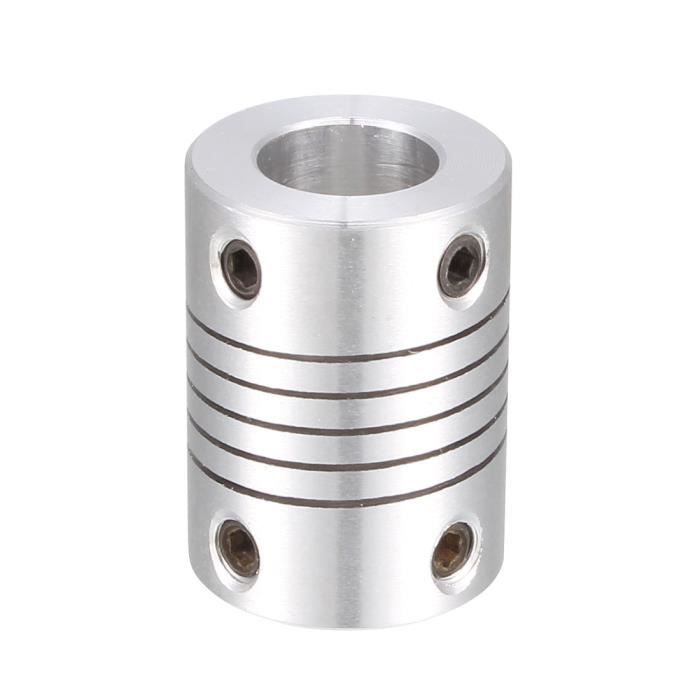 Accouplement D'Arbre Flexible QUARKZMAN 4mm à 8mm - Alliage D'Aluminium L25xD19, Pour Imprimante 3D, CNC, Moteur Pas-à-Pas | 2 Pièces Argent