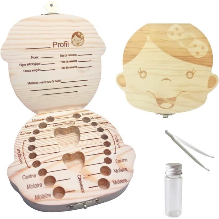 Boîte à Dents De Lait En Bois – Rangement Souvenirs Bébé, Couvercle Sécurisé, Cadeau Naissance Ou Première Dent - 5