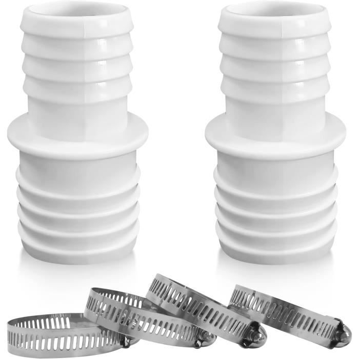 4 Raccords Tuyau Piscine 38mm + 8 Colliers Acier Inox - Connexion étanche Pour Tuyaux D'arrosage, Filtre, Pompe