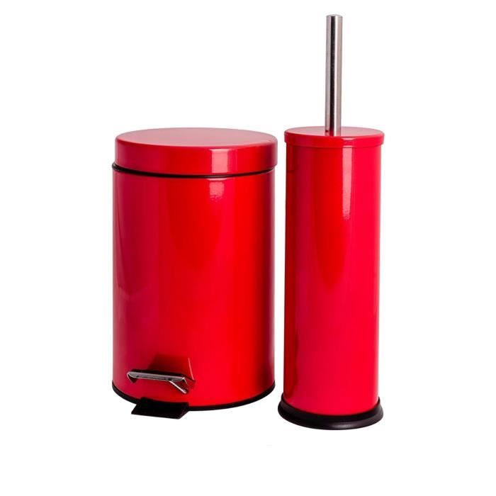 Set Salle De Bain 6 Pièces Anika - Porte-brosse, Poubelle, Brosse WC, Tasse, Distributeur Savon - Noir
