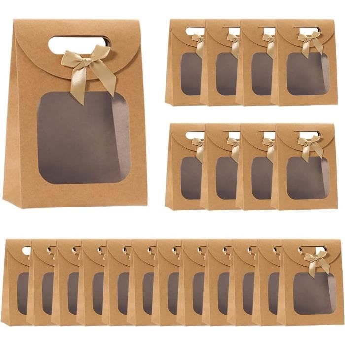 Lot De 20 Sacs Cadeaux En Papier Avec Poignées - 21x15x8cm, Rose - Marque CHEPULA