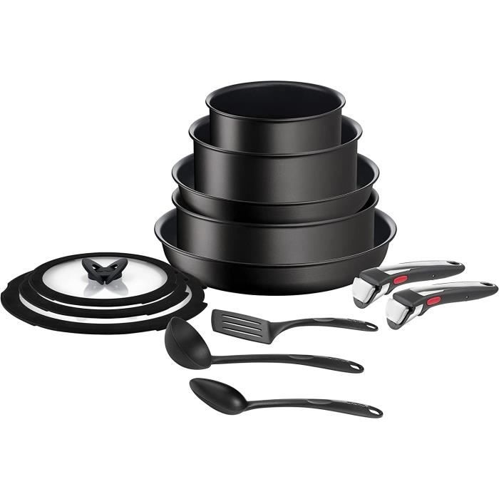 Tefal Ingenio Unlimited On Lot de 2 poeles antiadhesives 24/28 cm, 2 casseroles 16/20 cm, gants 24 cm, accessoires, poignee i