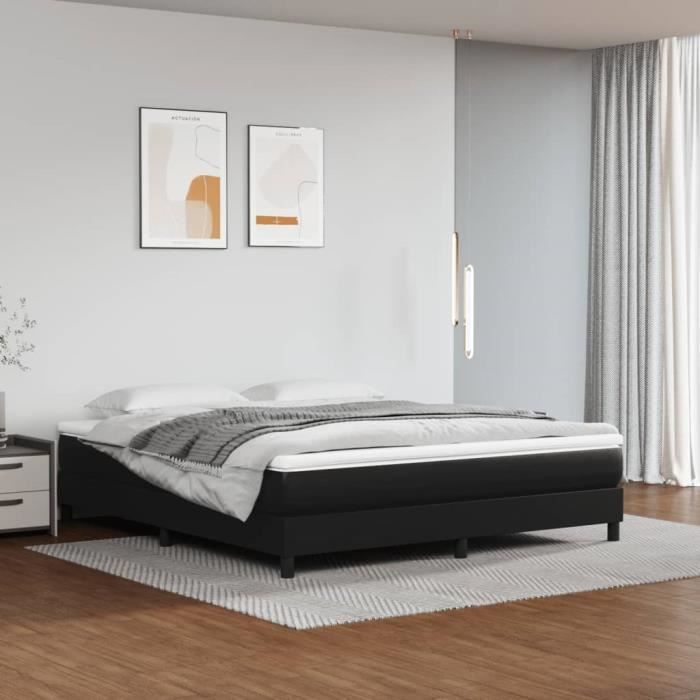 Sommier tapissier - TMISHION - PAL3120706 - Noir - 160x200 cm - Similicuir durable