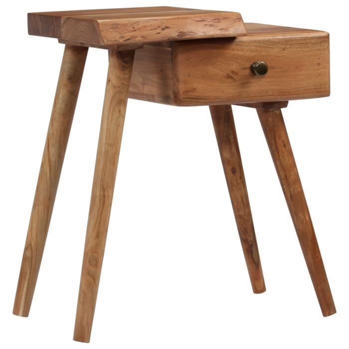 table de chevet - tmishion - bois d'acacia massif - style campagne - marron - 45 x 32 x 55 cm