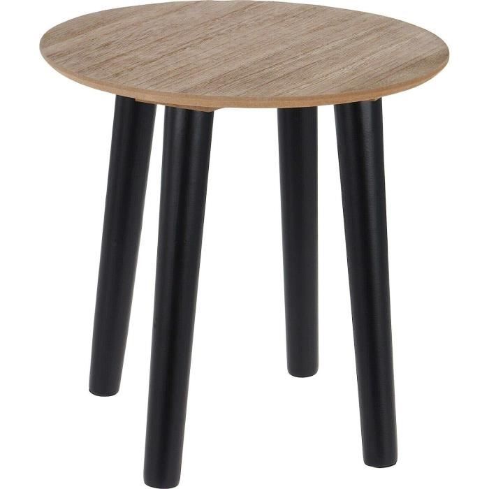 Table Basse Ronde Classique En Bois Avec Pieds Noirs De 30 Cm De ...