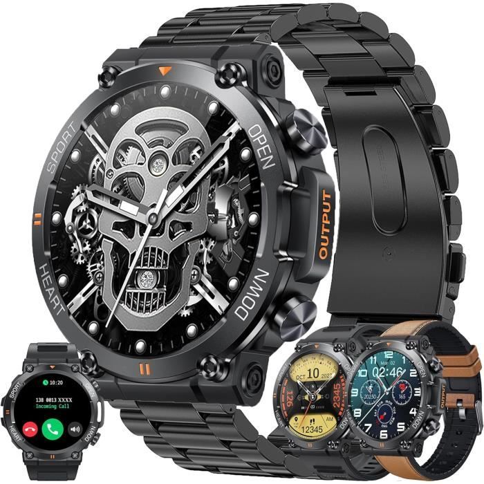 Montre Connectée Homme OUKITEL - Écran 1.96 HD, Appels Bluetooth, 100 Modes Sport, étanche 5ATM - Noir - 2