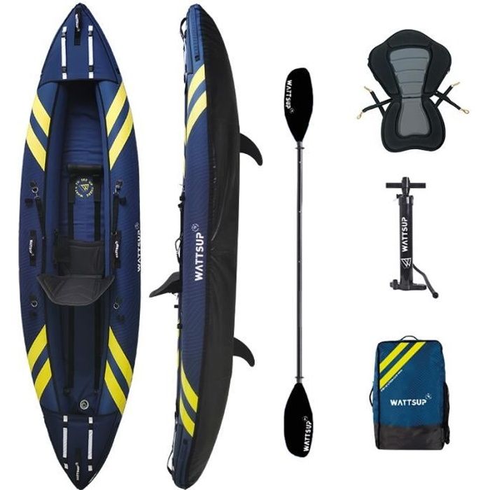 Kayak gonflable Wattsup CRUCIAN 1 Place - 340 x 95 cm - PVC + Nylon - Charge maximale 180 kg - Pack complet