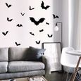 180 Autocollants Chauves-Souris 3D Halloween - Noir, 4 Tailles, PVC, Pour Décor Mural Porte Fenêtre