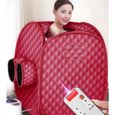 JEOBEST® Sauna infrarouge et portable avec cache-tête, 2 places, sauna à vapeur 2,5 L, bordeaux-1