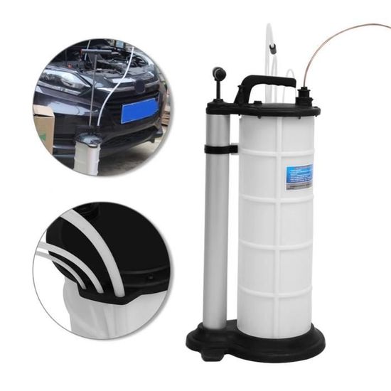 FIRSTINFO Extracteur D'Huile Manuel/Pneumatique 9L - 3ème Génération Brevetée - 6 Tuyaux Dont Purge Frein