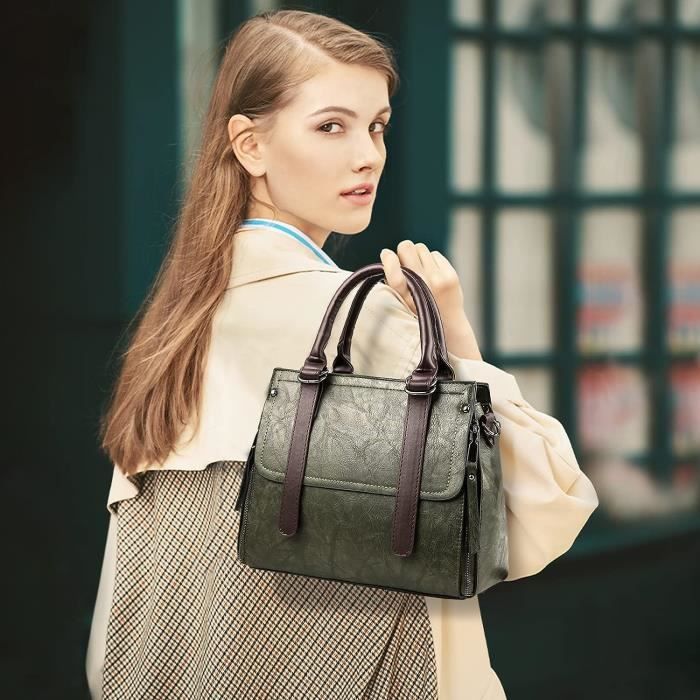 Sac A Main Vintage Sac Porte Epaule Femme Sac A Bandouliere Leger Sac Fourre Tout Medium Sac Messenger Vert u1059 Vert Cdiscount Bagagerie Maroquinerie