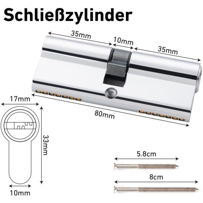 Cylindre De Serrure Double WILKA 40/40 N+G - Jusqu'à 100 Clés, Neuf, Made In Germany