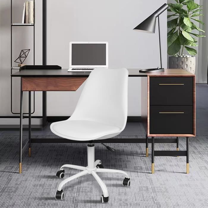 Chaise de bureau scandinave en velours blanc – Stefano Design Chaise de bureau scandinave en velours blanc – Stefano Design