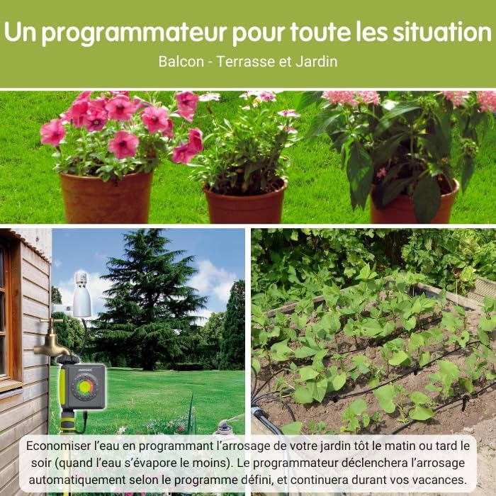 Programmateur D'Arrosage Électronique Avec Raccords Laiton - Minuterie Jardin Automatique IP55