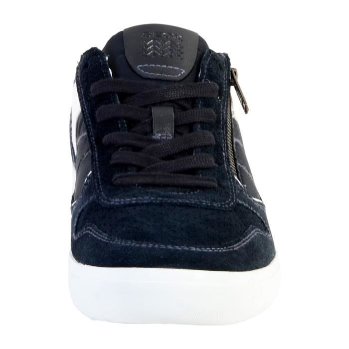 Basket Geox Homme U Box Cuir lisse et suede Confort exceptionnel Bleu