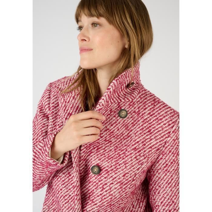 Damart Manteau mélange laine chiné doublé Thermolactyl Rose